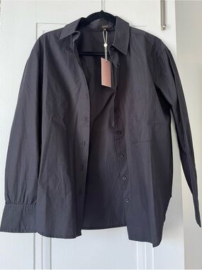 Quince Black Button-Front Shirt Jacket